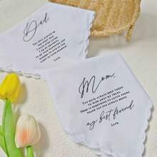 2pcs/Bag Wedding Decoration Bride To Be Mom/Dad Handkerchief Happy Tears Wipes Wedding Table Napkin Ornaments Bachelorette Party Bridal Shower