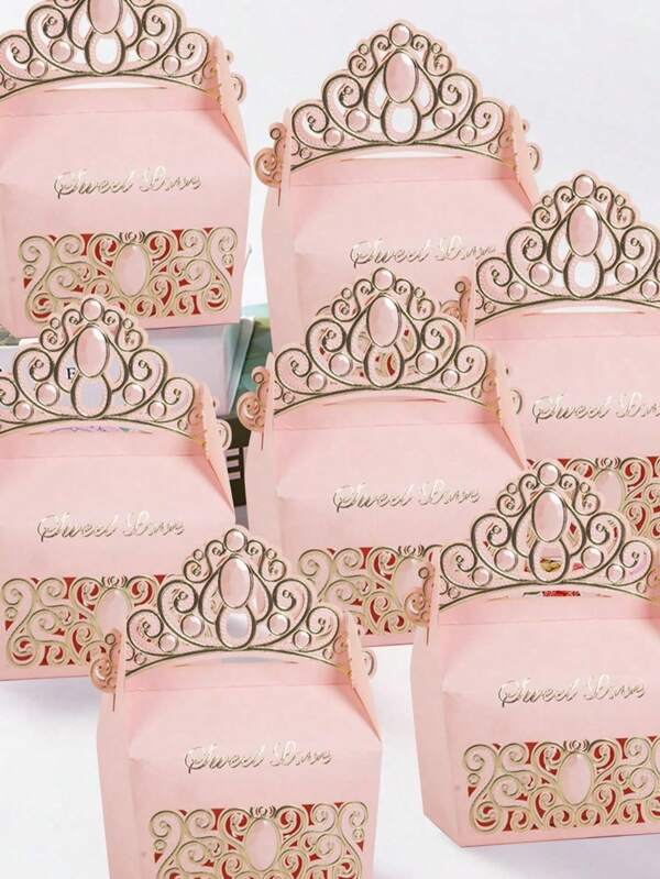 5pcs Birthday Party Festival Decorations Wedding Elegant Crown Presentation Gift Box