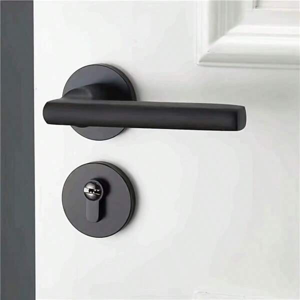 Modern Keyed Metal Door Handle Set With Lever, Application Control - Minimalist Interior Door Hardware For Home And Office