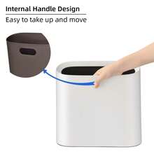 Cesto de basura de 2,3 galones para el baño, papelera pequeña para oficina, cubo de basura delgado y rectangular, de plástico, color blanco - 1 - Ver 7