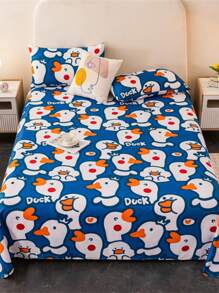 1pc Soft & Comfortable Bedsheet, Skin-Friendly Mattress Protector, Gift For Valentine's Day, Cartoon Love Geometric Pattern Bedsheet Set, Heart-Shaped Design Bedding Set, Home Decor, Fits Twin/Full/Queen/King Size Bed, Washable