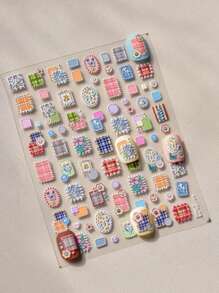 1pc Button Floral Print Nail Art Charm Nail Sticker Cloth Morning Glory Character Pattern Line Glue Nail Art Sticker Nail Art Sticker DIY