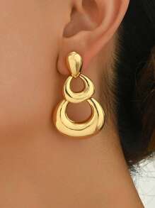 Aretes de acero inoxidable con diseño geométrico triangular de estilo metálico simple, elegante joyería de moda para damas como regalo del Día de San Valentín