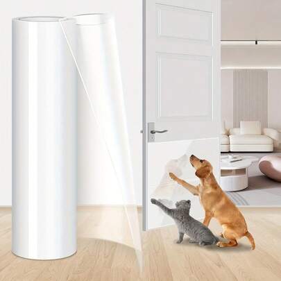 1 rulle repskyddsfilm för katt/hund, repskydd för soffa, möbler, vägg, dörr, transparent självhäftande repskyddsfilm, lätt att applicera, lämplig för Halloween, juldekorationer