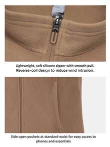 BMAI 男士新款运动抓绒背心夹克，适合秋冬跑步。这款背心适合户外活动，具有速干柔软性和轻巧设计，非常适合跑步、骑行、健身、徒步旅行和其他各种运动。 - 米色 - 查看 9