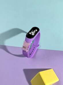 1/3 piezas de figuritas transparentes personalizadas de oso con lazo de estilo de dibujos animados para niños y adolescentes, relojes digitales con pantalla LED táctil, regalos de cumpleaños, relojes deportivos del mismo estilo que los mejores amigos