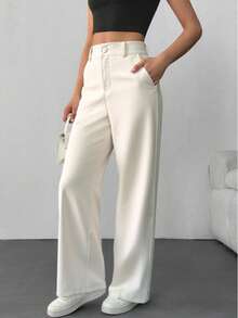 STRAIGHT PANTS WITHOUT FRONT PLEATS IN AMARANTE - 淺米色 - 查看 3