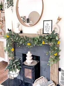 1/2/3 件人造柠檬花环，桉树叶植物，假柠檬果藤悬挂花环，适用于房间装饰、家居装饰、卧室装饰、户外装饰、厨房装饰、毕业装饰、圣诞节装饰、露台装饰、DIY、房间装饰、门廊墙壁壁炉农舍装饰