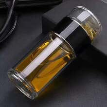 420ML Tea Bottle High Borosilicate Glass Double Layer Tea Cup Infuser Tumbler Drinkware Bottle With Tea - 黑色 - 查看 12