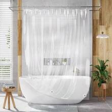 Cortina de ducha transparente de 72x72 pulgadas, forro de cortina de ducha impermeable de plástico PEVA ligero y lindo, con 3 imanes y 12 ojales de metal antioxidante para decoración de baño - transparente - Ver 8