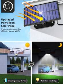 1 Pc - 346LED Solar Outdoor Light, Motion Sensor, Outdoor Solar Light, Solar Spotlight, With Remote Control And 3 Lighting Modes, Pedestrian Lights Off, 3 Solar Floodlights, Courtyard, Garage, Porch, Wall Lights With, 5M Cable Also For Indoor