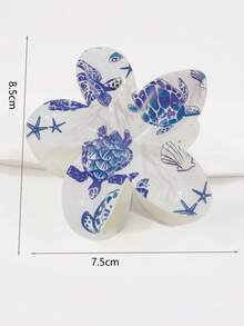 1 件女士时尚夏季树脂花朵发夹，优雅个性化蓝海龟/海星图案发夹，夏季海滩/水族馆纪念品礼物发饰时尚发饰秋冬度假装女士