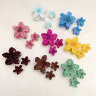 1pc Ombre Rhinestone Purple Lily Flower Gradient Hair Claw Accessory Fashion Hair Accessories Flower Claw Clips Casual Hair Claw