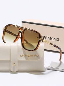 LINFEMAND Oversized Gradient Lens Fashion Glasses, For Men & Women, Daily Wear, Photography, Beach, Travel, Holiday Gift - Multicolor - View 15