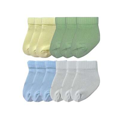 Kit 12 Pares de Meia Meias Lisa Bebê Infantil RN Recém Nascido 0 a 10 Meses Menino Menina