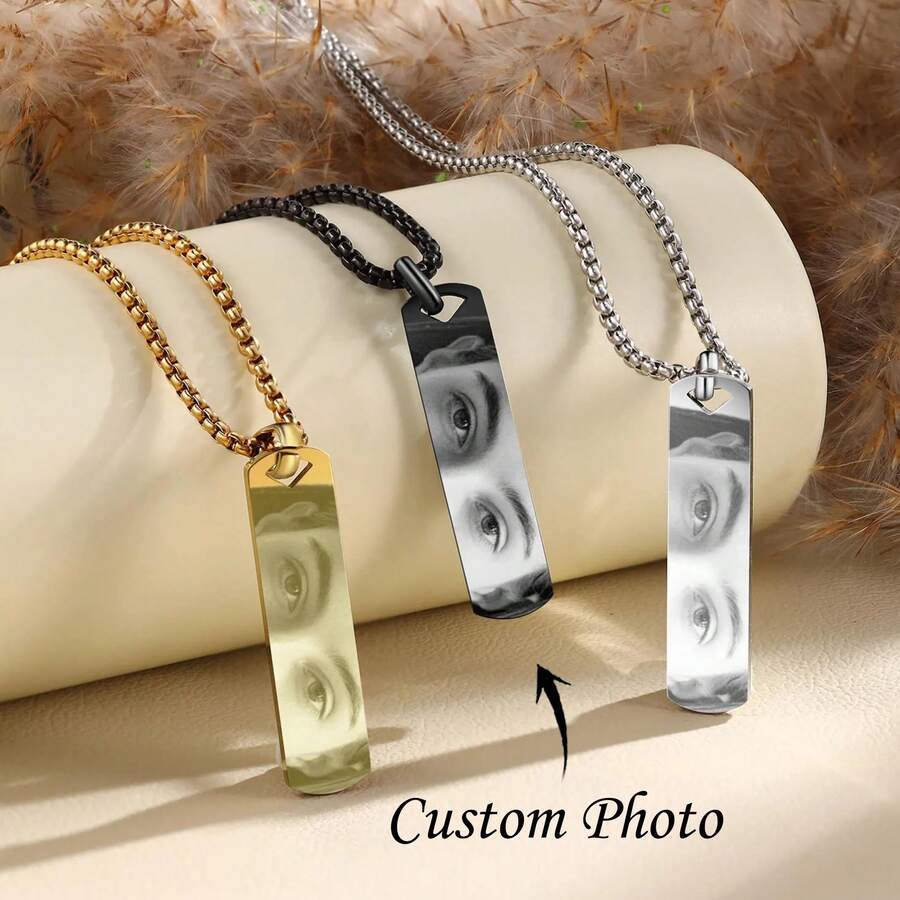 Personalized Eye Photo Necklace, Engraved With Your Eye Photo, "I'm With You" Necklace, Mother's Day Gift, Gift For Boyfriend - Multicolor - View 1