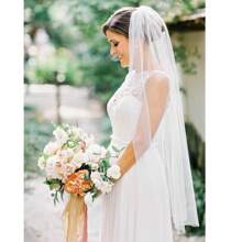 1 Stück Brautschleier mit Satin-Saum und Kamm, geeignet für Hochzeit, Hochzeitskleid Zubehör, Fotografie Requisite