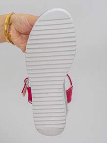 Women's Platform Wedge Sandals, Color Blocking Strap Design, Suitable For Beach, Wedding, Outdoor, Summer