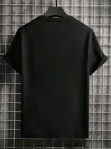 Men's Short-Sleeved Crew Neck T-Shirt With Letter Print And Eye Design, A Cool Casual Style Perfect For Going Out And Everyday Wear. Made Of Cool And Comfortable Fabric, The Relaxed Fit Looks Great And Is Easy To Style For  Urban And Youthful Looks All Year Round. RRJE - 黑色 - 查看 5