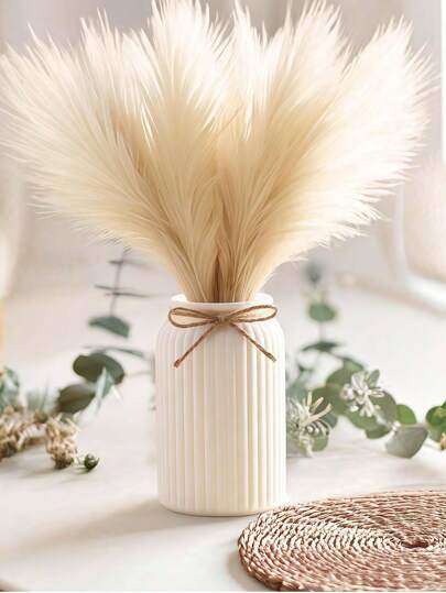 2/1pc Gestreepte Crème ative Vase, Shatterproof Impact Resistant Home Balcony, Living Room, Bedroom, Dining Table, Office, Artificial Flowers, Fresh Dried Wedding ation, Holiday Graduation Non Waterproof Plastic Vase