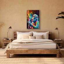 Framed 1pc Vibrant Monkey Canvas Art Print Poster Colorful Primate With Coffee Cup Wall Decor,Aesthetic Canvas Art Poster And Wall Art Picture Print Decor,Home Decor And Accessories,Aesthetic Canvas Home Decorative Art Printing,Wall Art Print Poster Decor Pictures For Livingroom,Bedroom,Bathroom,Office,Kitchen,Diningroom,Dormitory,Bar&Cafe,Corridor Room Wall Decoration - Framed - View 4