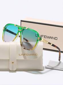 LINFEMAND Oversized Gradient Lens Fashion Glasses, For Men & Women, Daily Wear, Photography, Beach, Travel, Holiday Gift - Multicolor - View 4