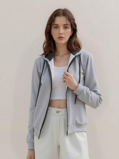 Blusa de Frio Moletom com Ziper Feminina Liso Direta Da Fabrica para inverno algodão 6 cores
