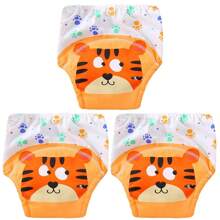 4 Stück dünne positionierte Tierdruck Baby Jungen/Mädchen Trainingshosen, weich & bequeme wiederverwendbare Stoffwindeln, unverzichtbares Geschenk für Babys