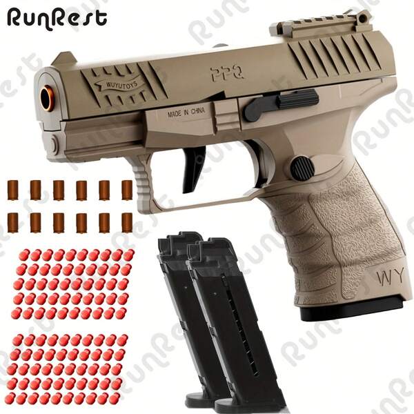 100 Bullets, 12 Shell Casings, And 2 Magazines Of Soft Bullet Guns, Toy Pistols, New Pistols, Indoor And Outdoor Sports Shooting Games, Birthday And Christmas Gifts