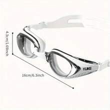 1 par de gafas de natación profesionales antivaho y anti-UV, impermeables, unisex - cómodas, con puente nasal ajustable, marco blanco transparente - ideales para la natación