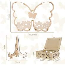 2025Hot SaleOurWarm Wedding Guest Book, Wooden Wedding Decor Guest Book With 50 Hearts, 50 Butterflies, Marker Pen, Wedding Decorations Reception Wedding Signs Anniversary, Ceremony
