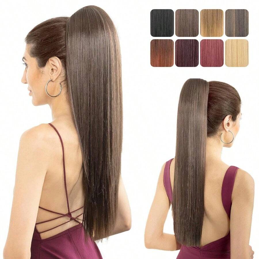 Ponytail Extension 24 Long Straight Claw Clip Ponytail Extension Clip On Ponytails Hair Clip Hair Claw Clip Fake Ponytail Hairpieces For Women Medium Brown - #06MediumBrown - View 1