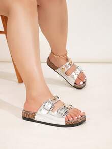 roulvxiang Platform Slippers Glitter Platform Slippers For Women - Slip-Resistant House Shoes With Memory Foam - Silver - View 4