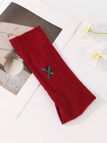 1 件蝴蝶休闲涤纶饰品，夏季时尚发饰经典发带休闲头带 - 酒紅色 - 查看 2