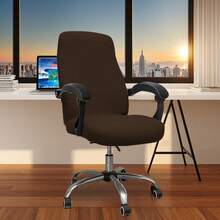 1/2 pièces Housse de chaise de bureau noire résistante à l'eau, housse de chaise d'ordinateur pour chaises avec accoudoirs, 1 pièce Housse de chaise de bureau en soie de lait élastique et imperméable, housse de chaise de couleur unie minimaliste, convient pour le bureau, l'étude, le salon - Multicolore - Voir 10