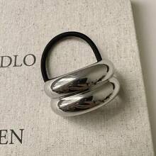 3 Stück elegante silber-graue Metall Haargummis, glitzernde metallische Haargummis, einfarbige Haargummis, perfektes Geschenk zum Valentinstag, Haargummi, Haarband, Haaraccessoires, Haargummis für den Zopf, Haargummis, Haarreife