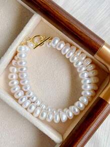 1 peça elegante colar com pingente de ábaco auspicioso de pérolas naturais, pérolas naturais, moda de alta qualidade, versátil, presente de férias para mulheres
