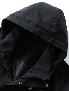 Men's Hooded Jacket With Multiple Pockets, Fashion Loose Fit Casual Windbreaker, Spring & Autumn - Black - View 3