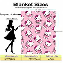Sanrio Hello Kitty Decke, Hello Kitty Decke für Bett, rosa Hello Kitty Decke, Kuromi Überwürfe für Sofa, kann als Raumdekoration, für Camping verwendet werden, Hello Kitty Artikel. Der weiche und flauschige Flanellbezug wird Sie angenehm und gemütlich warm halten