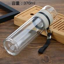 Botella de agua deé, vaso de agua de doble capa de vidrio de borosilicato alto, vaso infusor, botella de agua con filtro deé W0WF - 370 ml Blanco - Ver 13