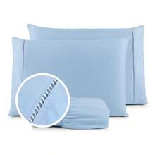 400 Thread Count Bedding Set With Elastic Band, Hotel Standard, All Sizes - Baby Blue - View 6