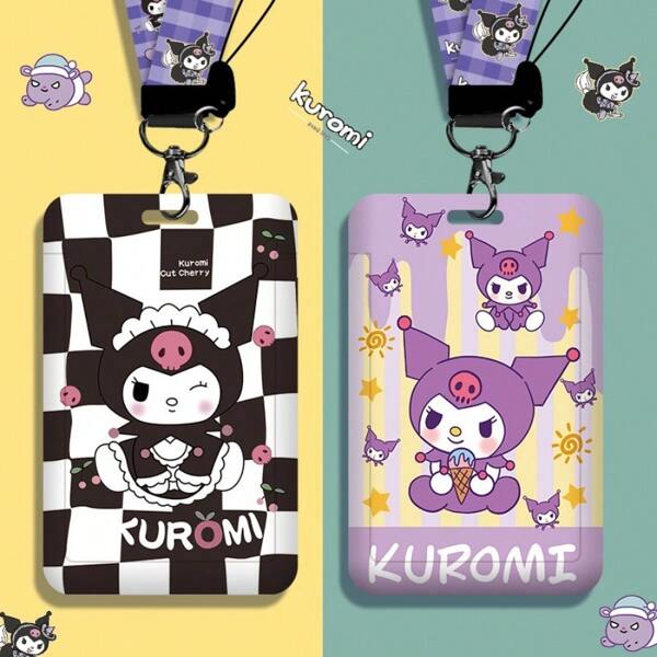 Sanrio 1-12 Porta carte rettangolari Kuromi & Cinnamoroll di Sanrio - in PVC HD + laccetto Mobius, organizza tessere identificative/biglietti autobus/anti-smarrimento/accesso rapido per bambini/insegnanti/studenti, per il ritorno a scuola/aula/autunno, regali di apprezzamento per gli insegnanti, stile kawaii Sanrio (porta carte Sanrio/accessori kawaii/porta tessere carini)