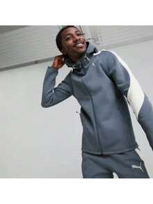 Puma Casual Sportswear Knitted Hooded Running Jacket Fashion  Classic Casual Sports Jacket - Dusty Blue - View 5