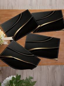 1pc/2pcs/4pcs/6pcs Golden Wavy Lines, Elegant Modern Design, Minimalist High-End Decoration Suitable For Family Gatherings, Business Banquets, Holiday Celebrations, Enhancing The Dining Atmosphere