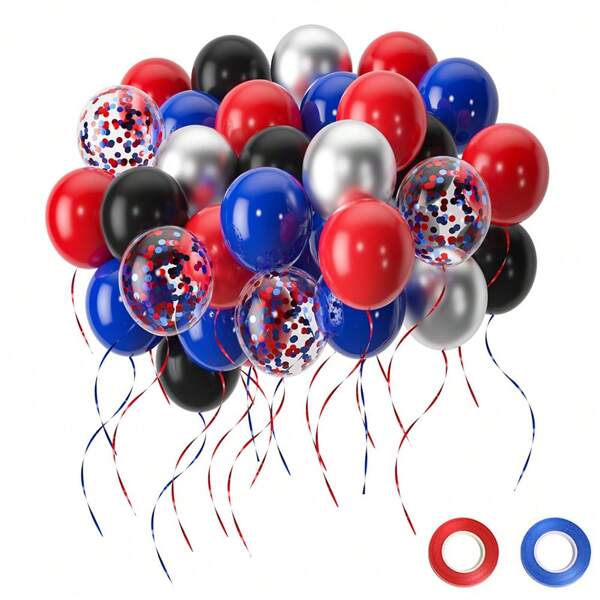 42/82pcs Black Red Blue Confetti Silver Latex Balloons For Birthday Graduation Party Decorations Valentine Day Balloons
