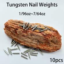 10pcs Tungsten Nail Weights Lure Fishing, Insert Sinkers For Bass Fishing Lures, For Neko Rig, Wacky Rig For Freshwater Tungsten 1/96oz-7/64oz - Silver - View 2
