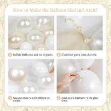 104pcs Pearl Satin White Balloon Arch Kit, Includes Pearl Satin White Transparent Balloons For Baby Shower, Wedding, Bridal Shower, Engagement, Baby Shower, Birthday Party Decoration