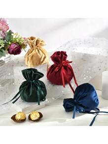 10 peças de saco de armazenamento de veludo dourado com laço de tecido, saco de armazenamento de joias, saco de doces de casamento, pequeno saco de armazenamento de lembranças, saco pequeno de presente, promoção de festa de inauguração de casa, saco de presente de lembrança (tamanho do azulejo: 14,5*15 cm, 6 cores: vermelho, rosa, champanhe, azul, cinza, verde)