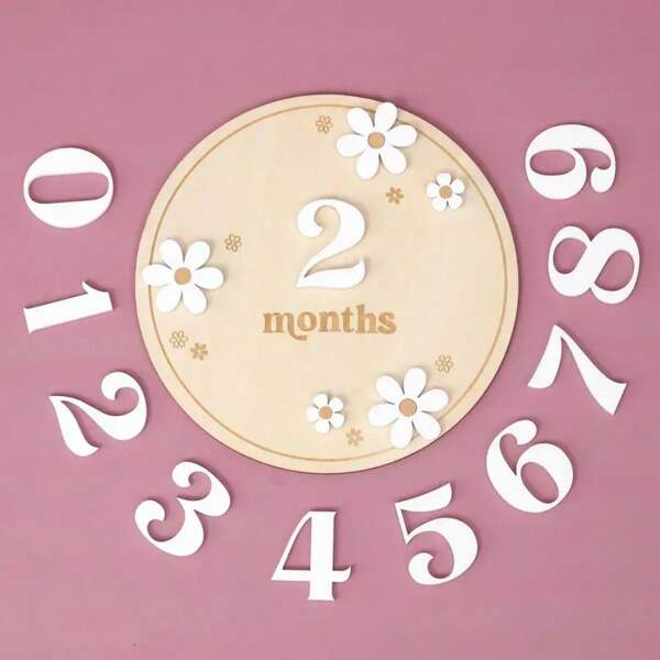 1 set de cartes de jalons pour bébé nouveau-né, jalons de croissance en bois, statistiques de naissance, accessoires photo, cartes photo de la première année, marqueurs du voyage de grossesse, ensembles cadeaux pour la douche et la photo