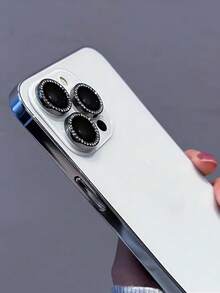 Black Rhinestone Camera Lens Protector Film Set Compatible With Iphone 12/12 Mini/12 Pro/12 Pro Max,Iphone 13/13 Mini/13 Pro/13 Pro Max,Iphone 11/11 Pro/11 Pro Max,Iphone 14/14 Puls/14 Pro/14 Pro Max,Iphone 15/15 Puls/15 Pro/15 Pro Max, Inlaid Rhinestone Decorated Camera Cover Tempered Glass Protecting Cover, Colorful Rhinestone - View 4